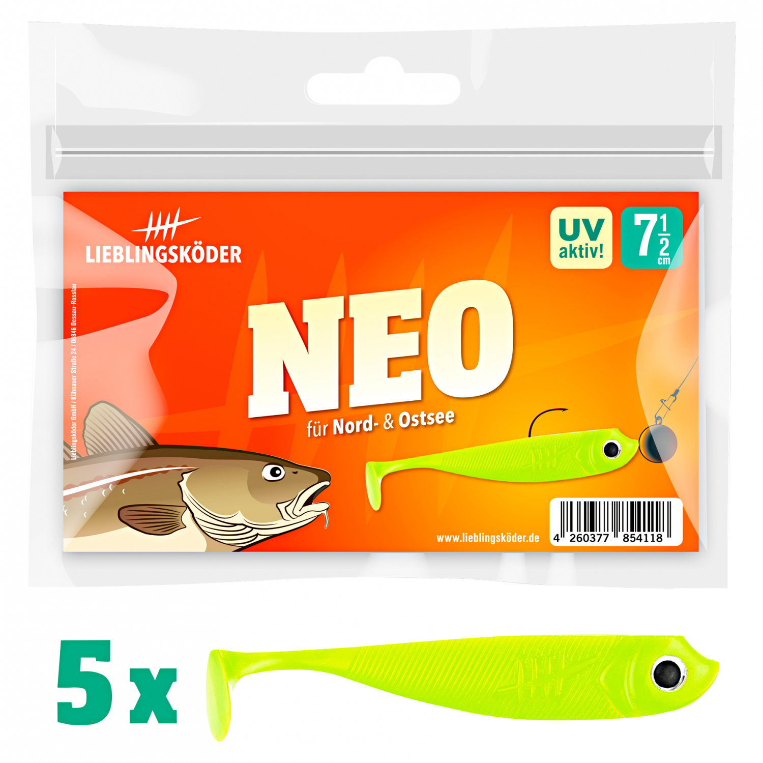 Lieblingsköder Gummifisch Barschköder (7,5 cm, Neo)