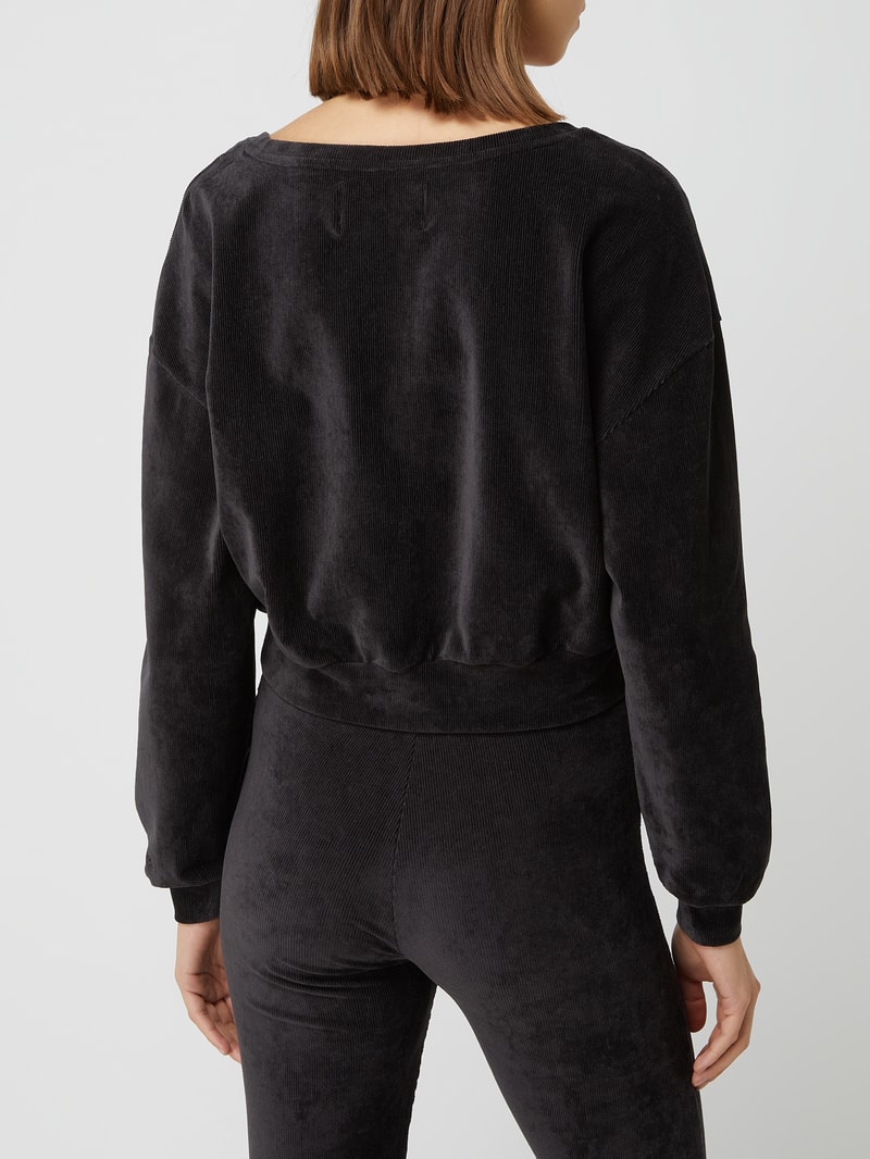 Cropped Sweatshirt aus Cord  in schwarz