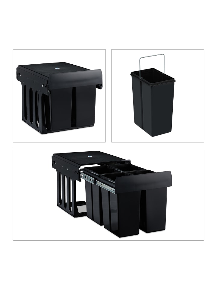 relaxdays Mülltrennsystem Schwarz 4x8L günstig kaufen onesize