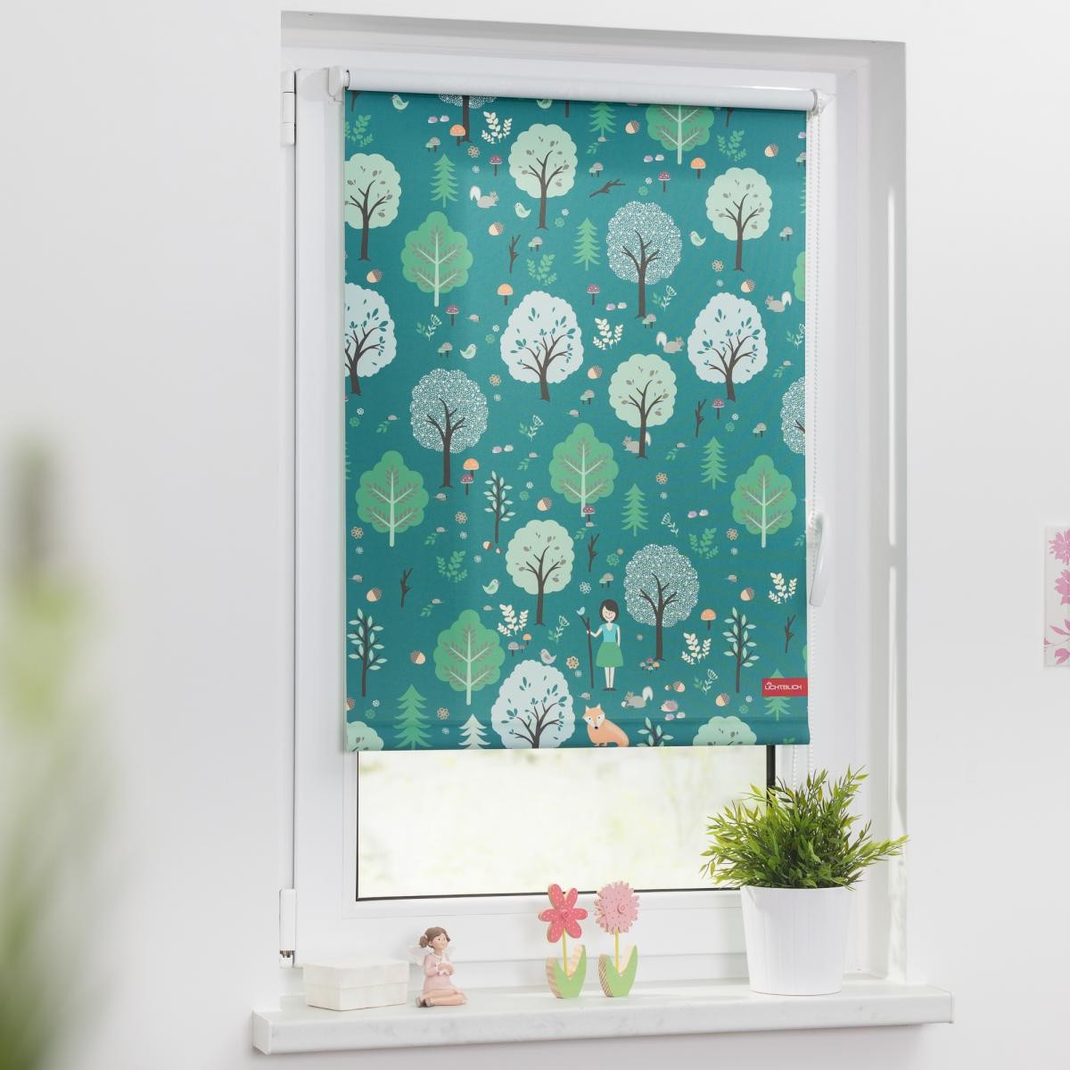 Lichtblick Rollo Klemmfix, ohne Bohren, blickdicht, Leni - Grün, 100 x 150 cm (B x L)