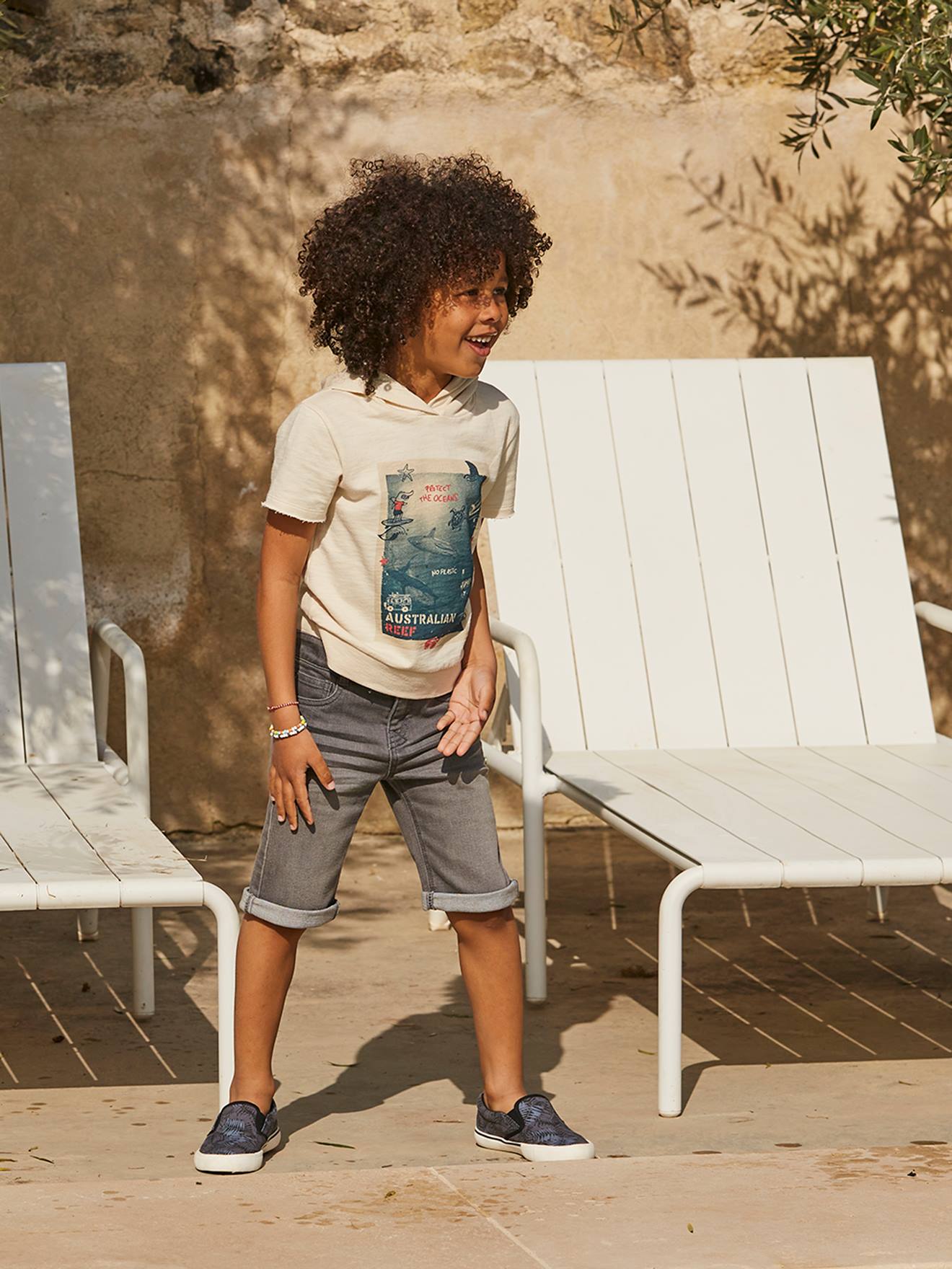 Bermuda en jean garçon denim gris