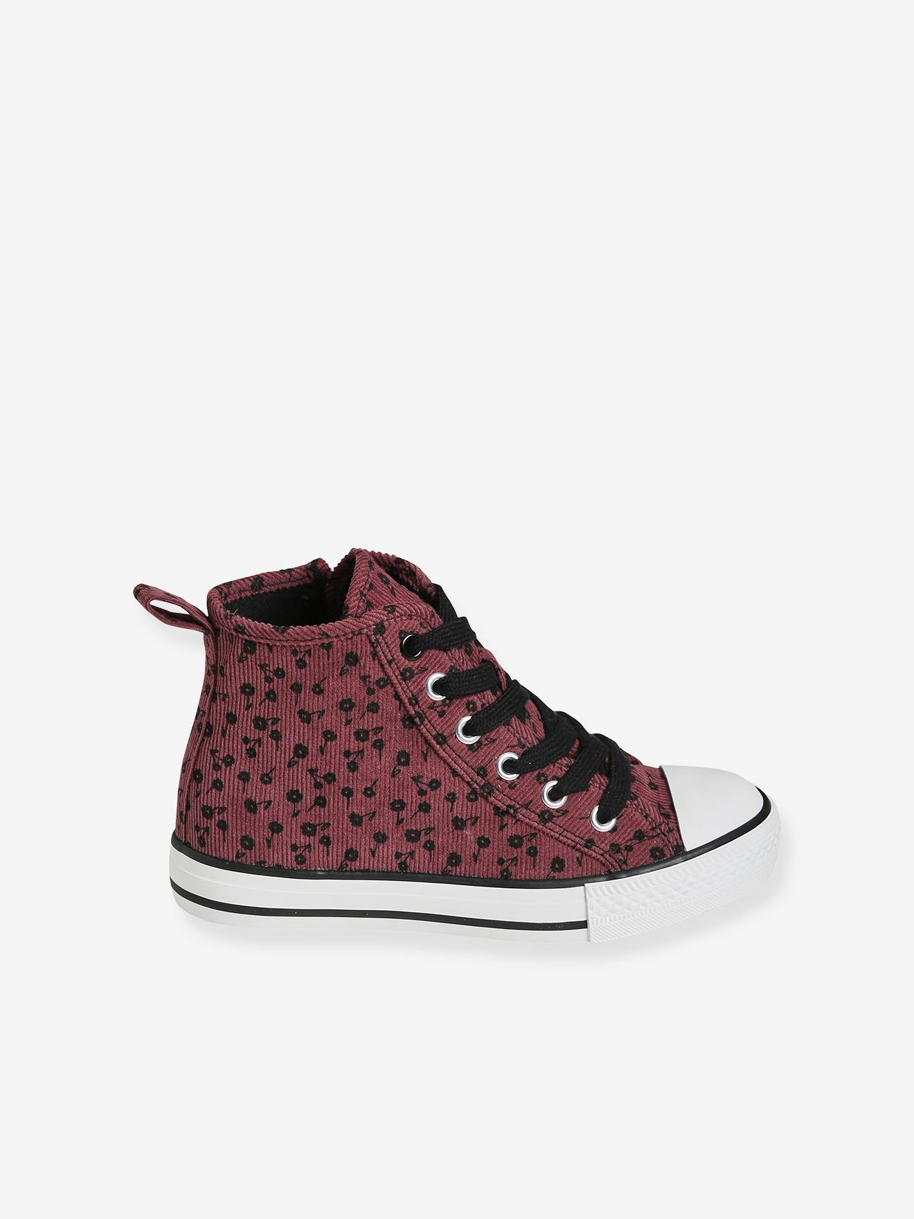 Baskets montantes laces et zippées velours fille vieux rose
