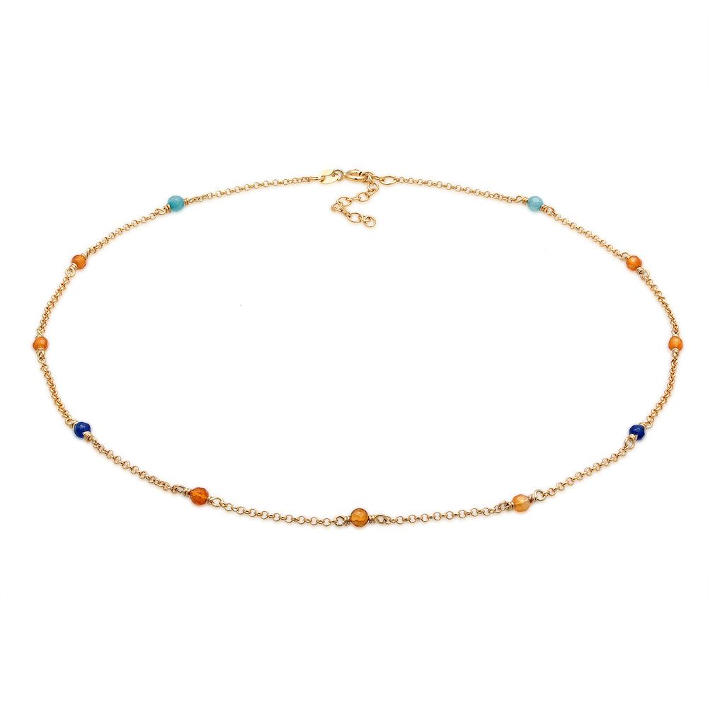 Elli Elli Collier Femmes Tendance filigrane avec des perles d'agate multicolores en ar collier