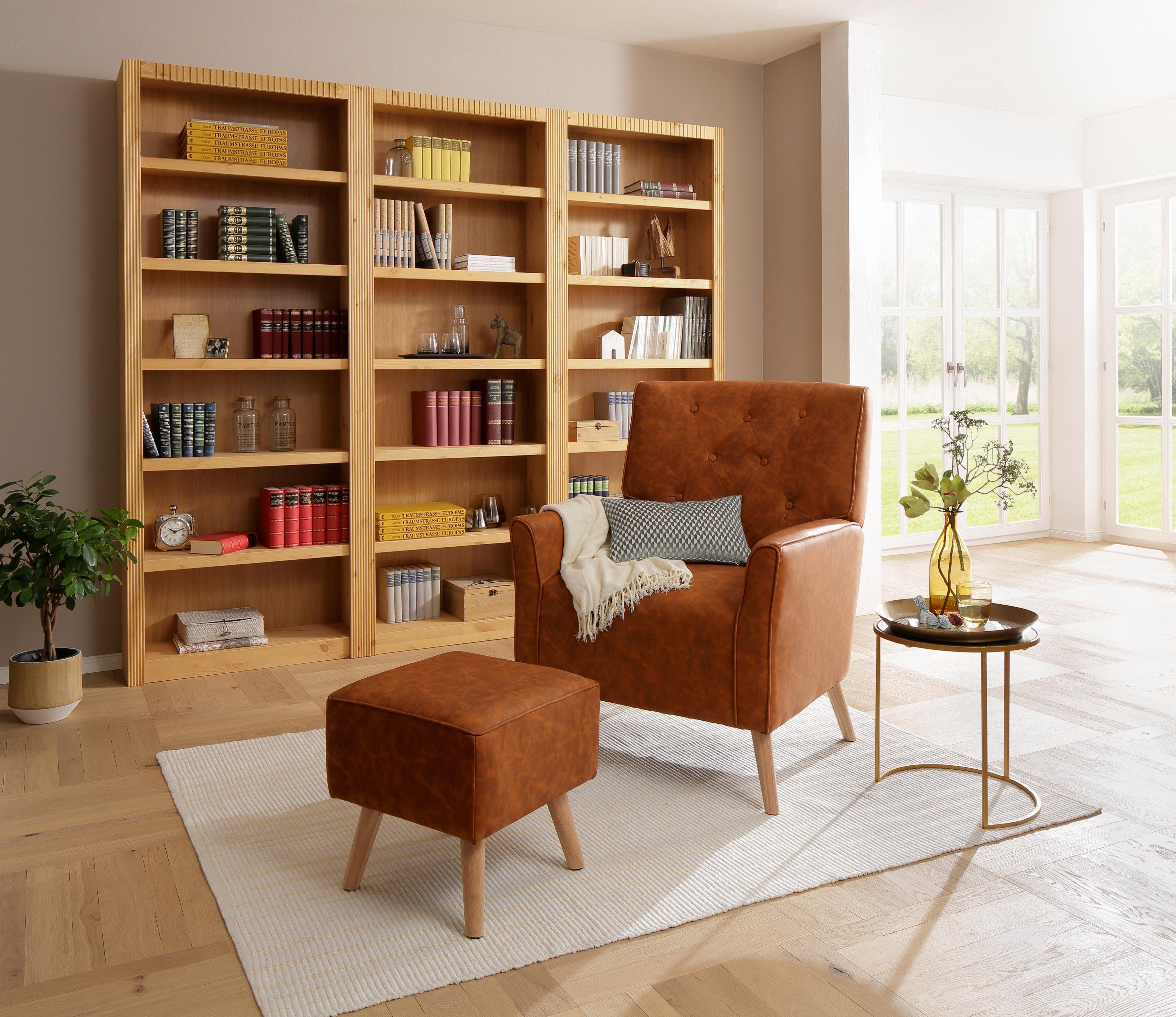 Home affaire Bücherwand Bergen, aus schönem massivem Kiefernholz, 3 tlg.