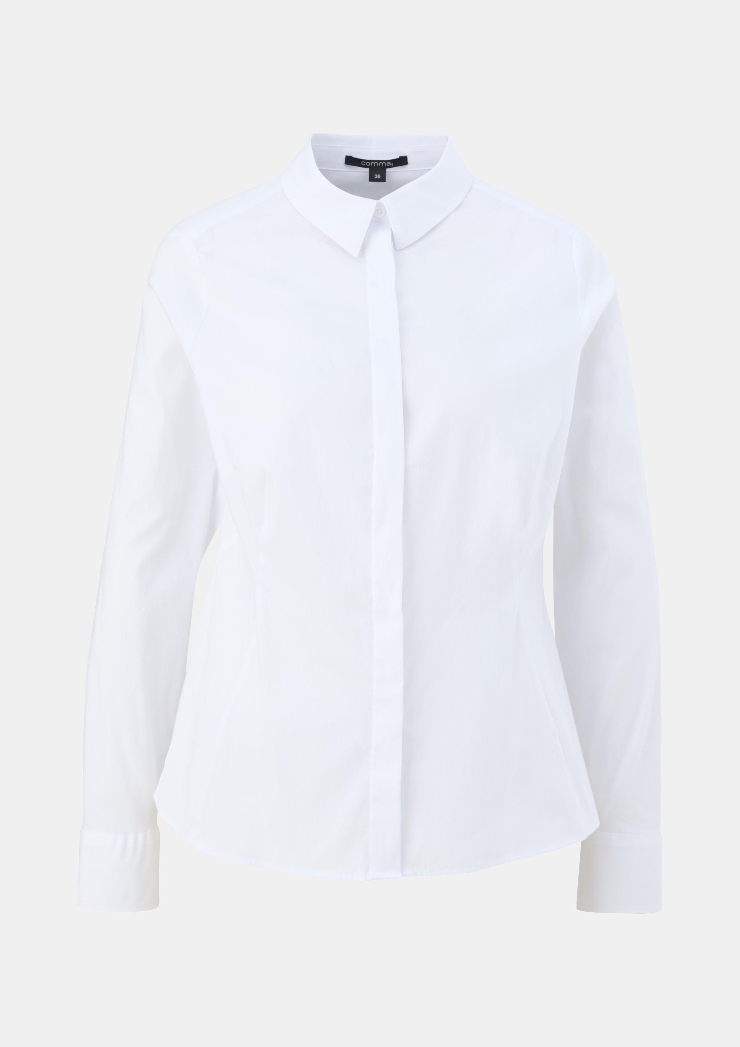 Bluse aus Baumwollstretch - weiß
