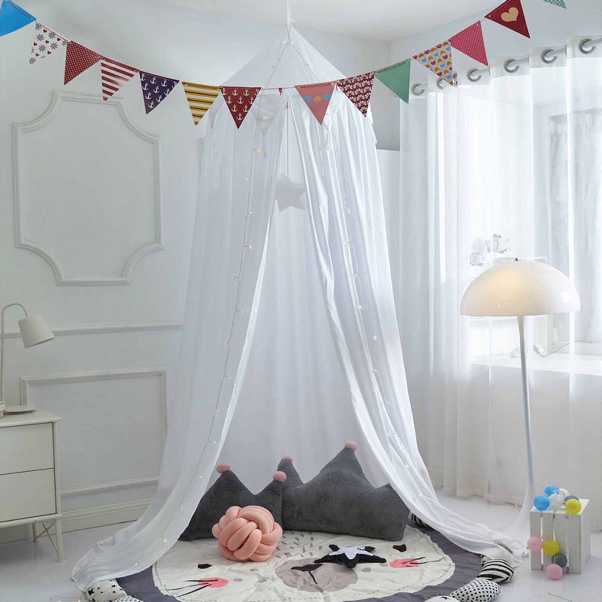 flowgoer Moskitonetz Kinderzimmer mit verstecktem Zelt zur Dekoration