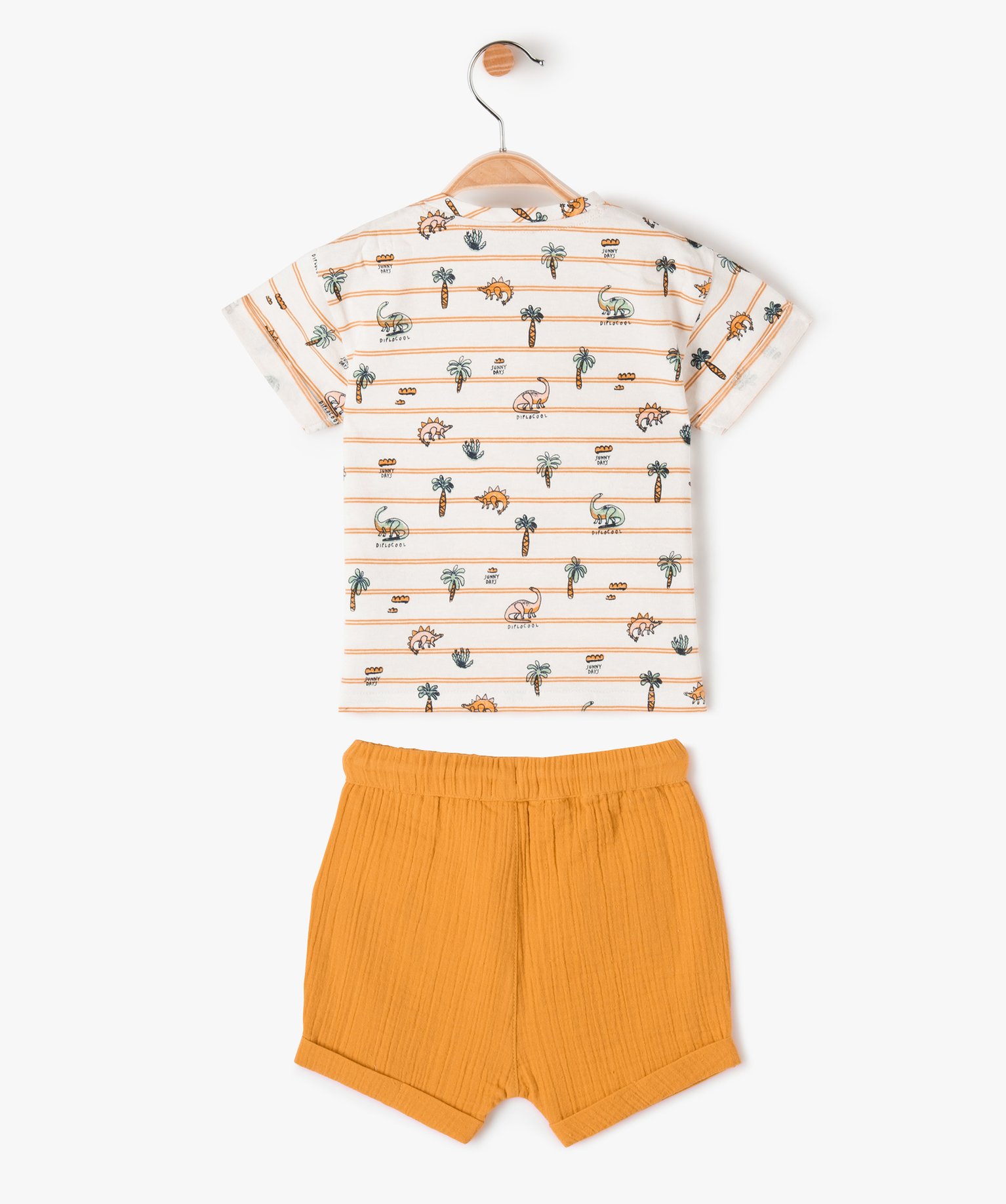 Ensemble bébé Garçon 2 pièces : short en gaze et tee-shi... jaune | GEMO