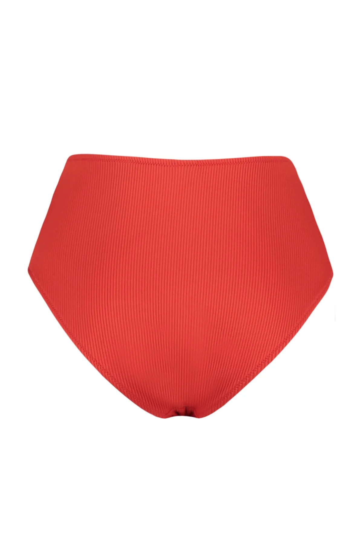 Trendyol Collection  Rote strukturierte V-Schnitt-Bikinihose mit hoher Taille und normalem Beinverlauf TBESS21BA0067