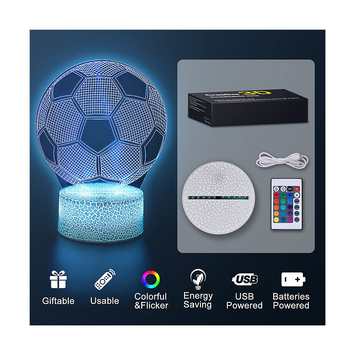 Nachtlichter Fußball Lampe mit 16 Farben Nachtlichter für Kinder