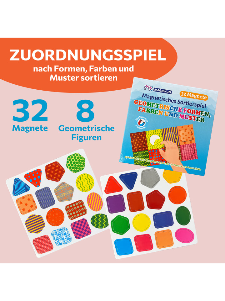 MAGNIKON Zuordnungsspiel Formen, Farben und Muster mit 32 Magneten ab 3 Jahren günstig kaufen onesize