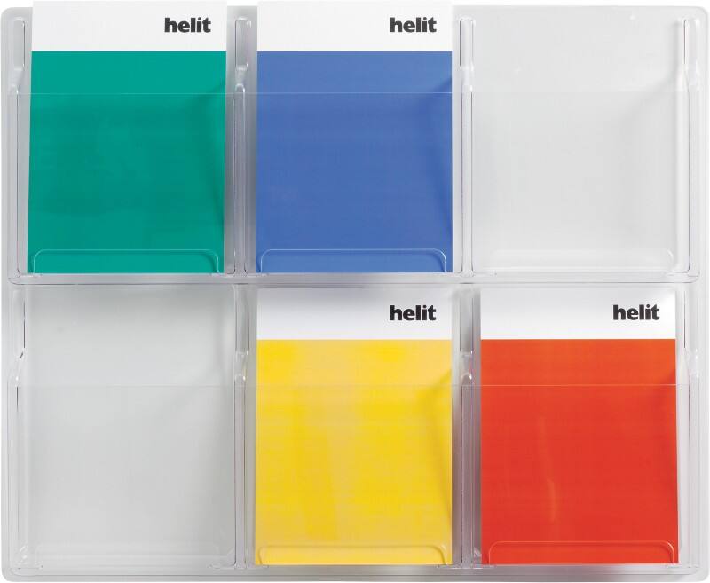 helit Clearly DIN A4 Wandprospekthalter Wandmontiert Transparent H6259402 76,2 x 5,1 x 62,6 cm
