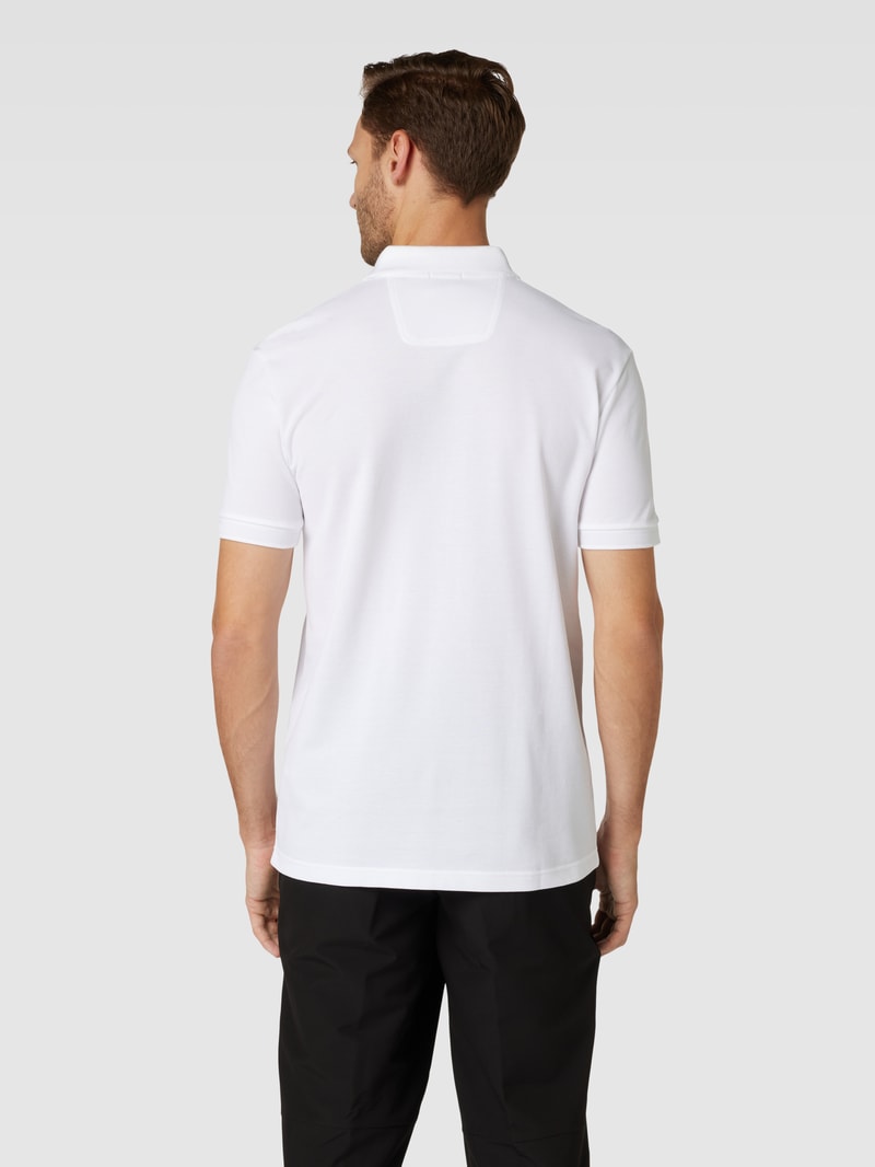 Regular Fit Poloshirt mit Label-Stitching Modell 'PADDY' in weiß