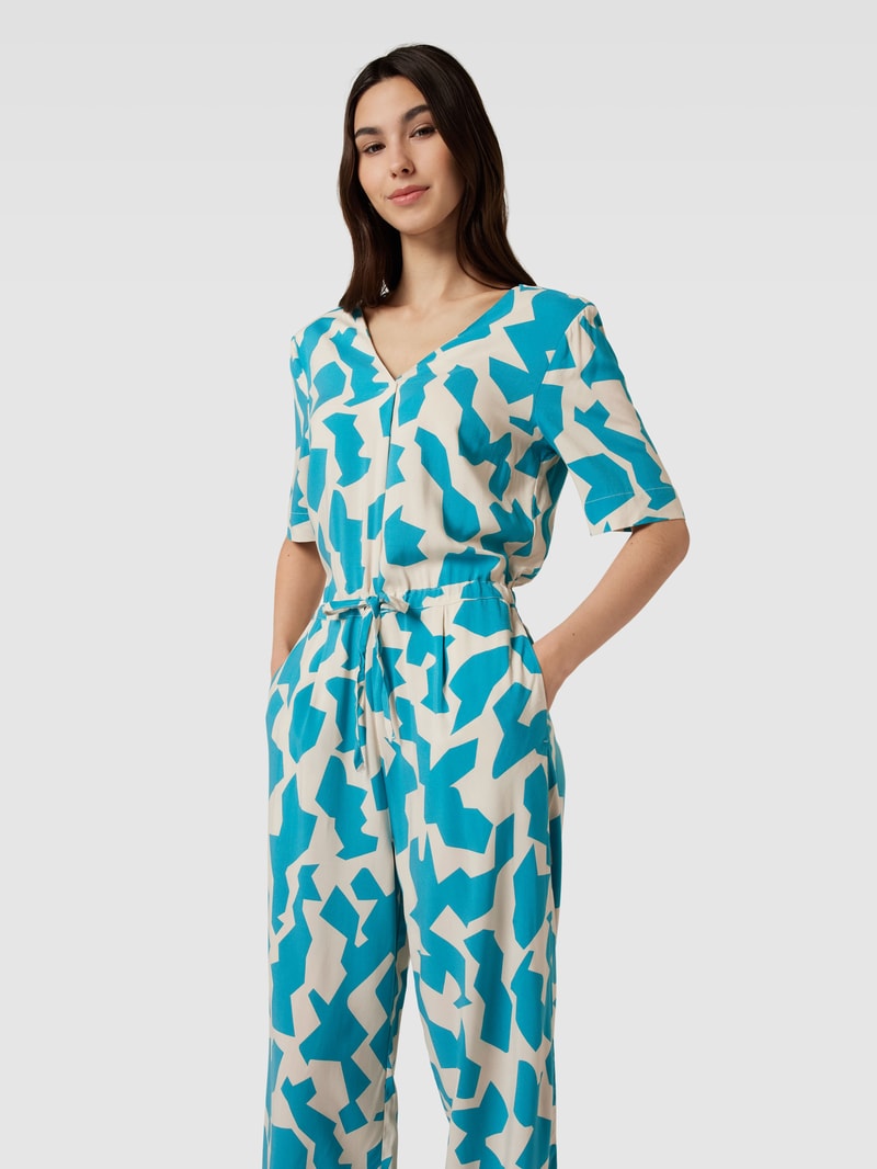 Jumpsuit aus Viskose mit Tunnelzug in petrol