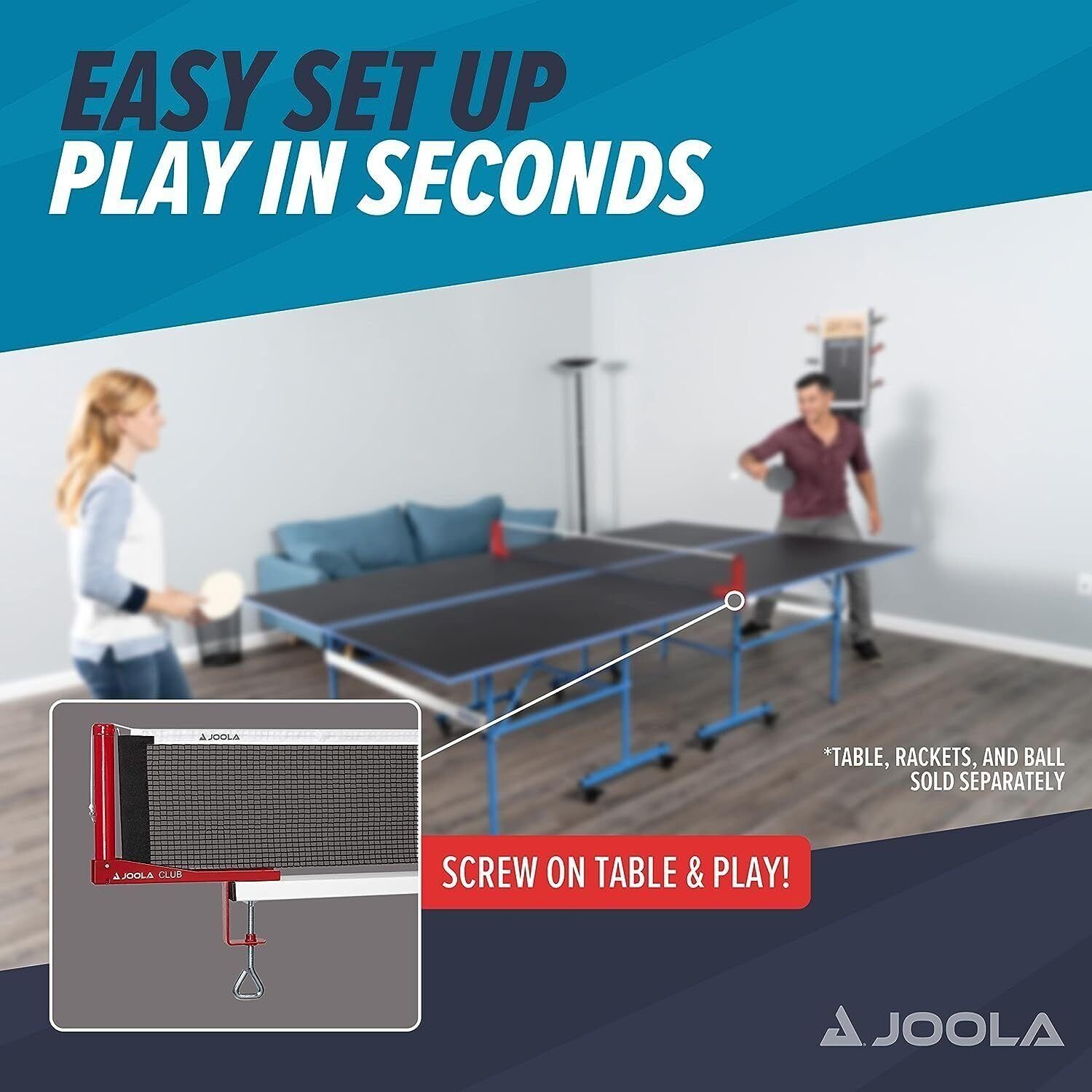 Joola Tischtennisnetz Post-Set Club 152cm PingPong Tischtennisnetzgarnitur Set Rot (Netze), Tischtennis,nicht wetterfest,Ohne ITTF Zulassung,Freizeitsport
