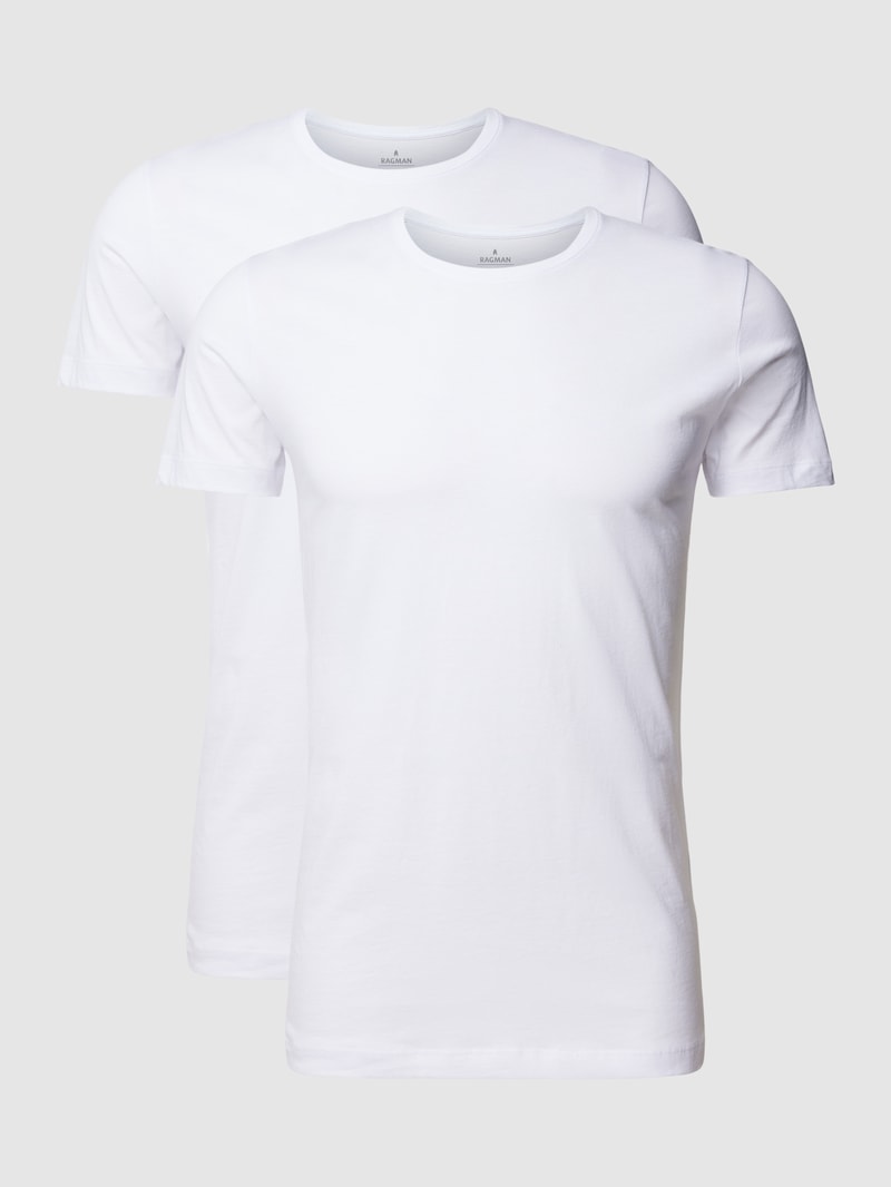 T-Shirt mit Rundhalsausschnitt im 2er-Pack in weiß
