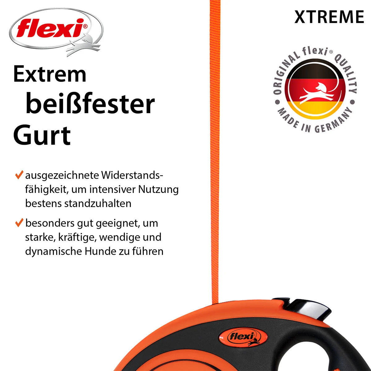 flexi XTREME Gurtleine schwarz/orange günstig kaufen bei ZooRoyal