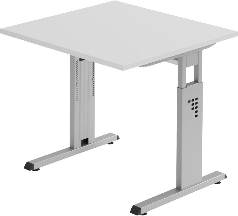 Hammerbacher Matrix Höhenverstellbar Schreibtisch Quadratisch Aluminium, Holz, Kunststoff, Spanplatte C-Fuß 800 x 800 x 850 mm