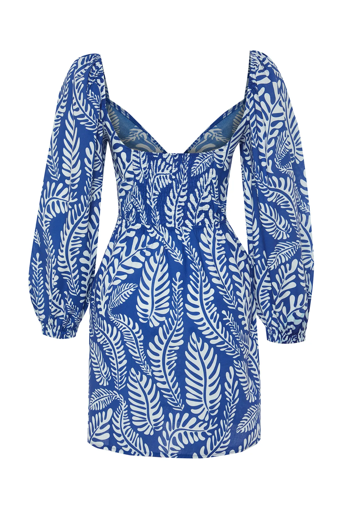 Trendyol Collection  Gewebtes Mini-Strandkleid mit Cut-out/Fensterausschnitt und tropischem Print TBESS23EL00175