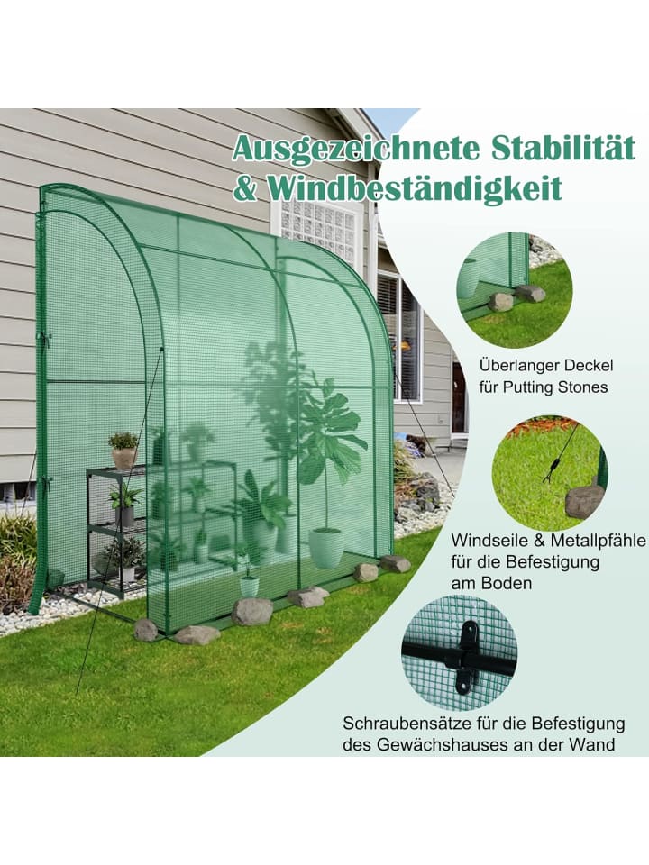 COSTWAY Gewächshaus mit Blumenregal in Grün günstig kaufen onesize