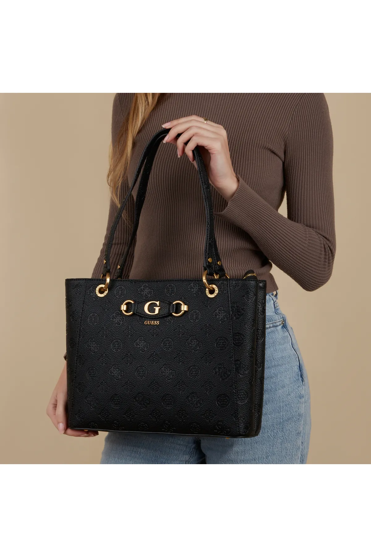 Guess  Izzy Damen Schultertasche Schwarz Hwpd92-9250-blo