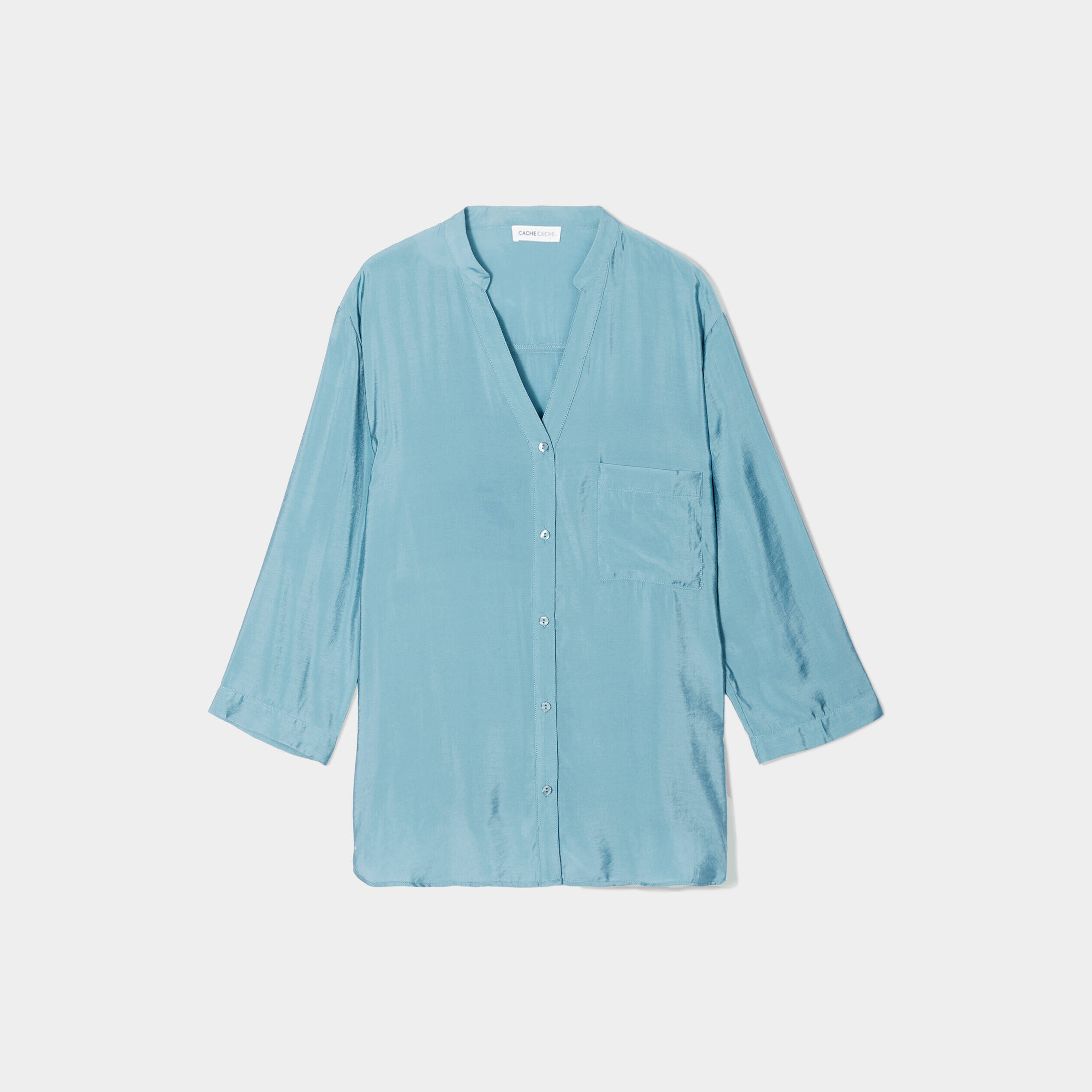 Chemise manches 3/4 bleu pétrole femme | Cache Cache