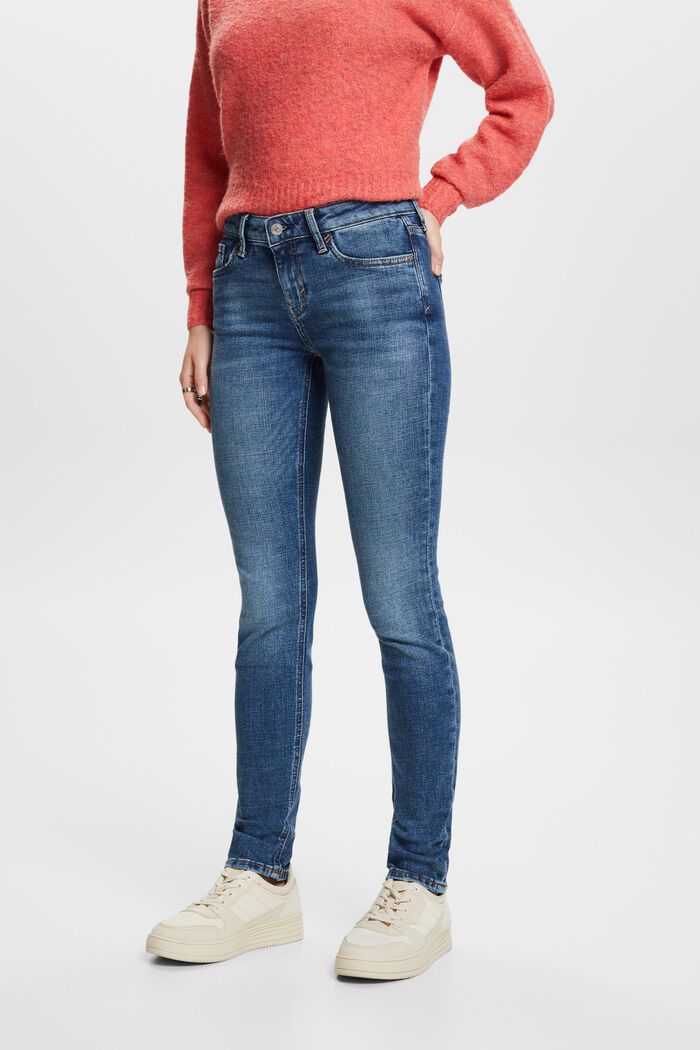 Recycled: schmale Stretchjeans mit hohem Bund