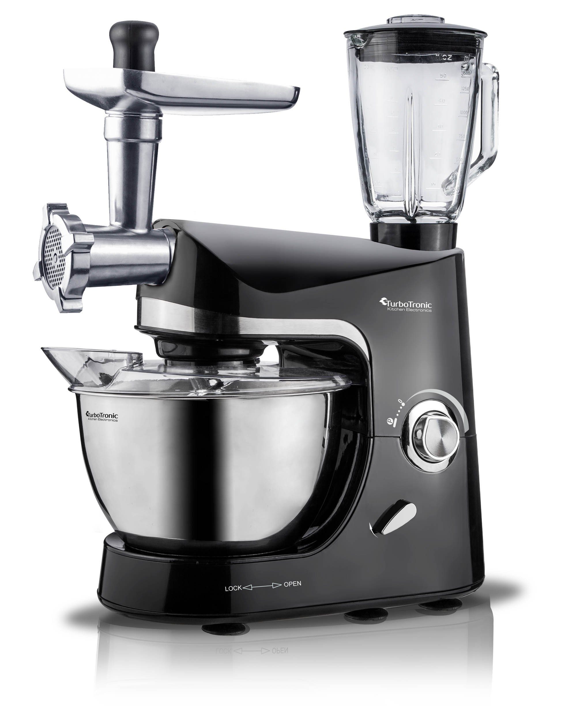 TurboTronic by Z-Line Küchenmaschine TurboTronic Küchenmaschine, 2000 W, 5 l Schüssel, mit Fleischwolf und Standmixer-Aufsatz, 5L Schüssel