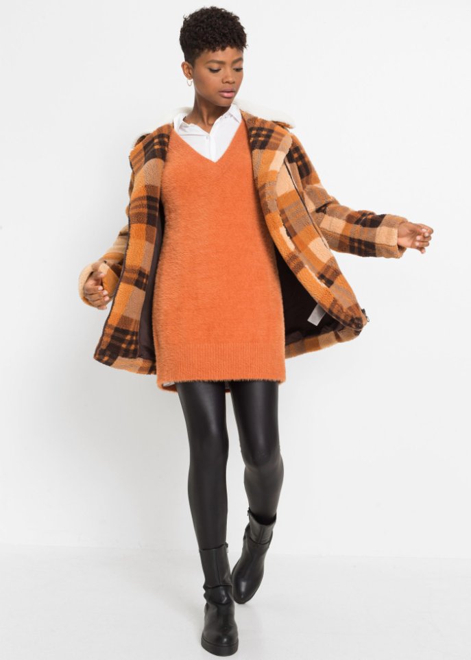 Oversized Strickpullover mit weichem Federgarn