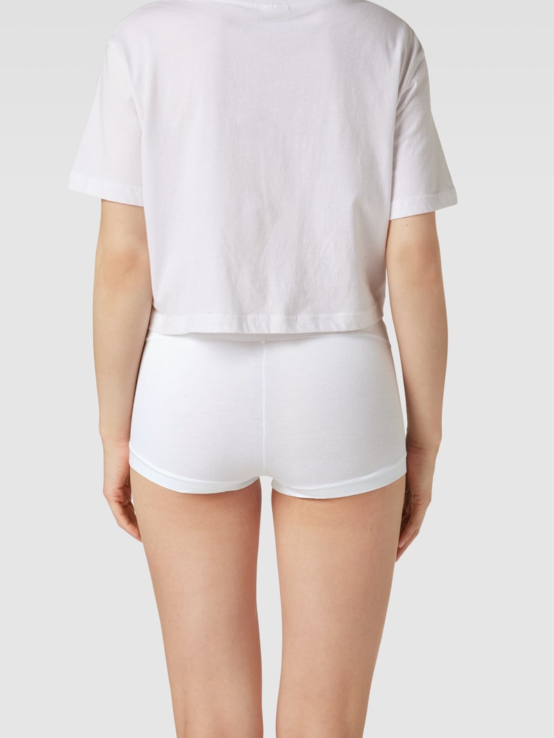 Pyjama-Shorts mit Label-Stitching in weiß