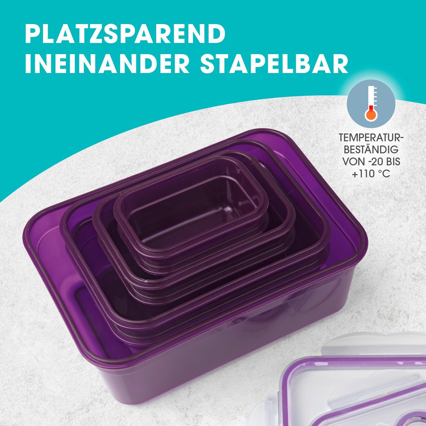 GOURMETmaxx Frischhaltedose Vorratsdose Lunchbox klick-it 3 Farben auslaufsicher, (18er Set, 36-tlg), geeignet für Spülmaschine, Gefrierschrank und Mikrowelle, stapelbar