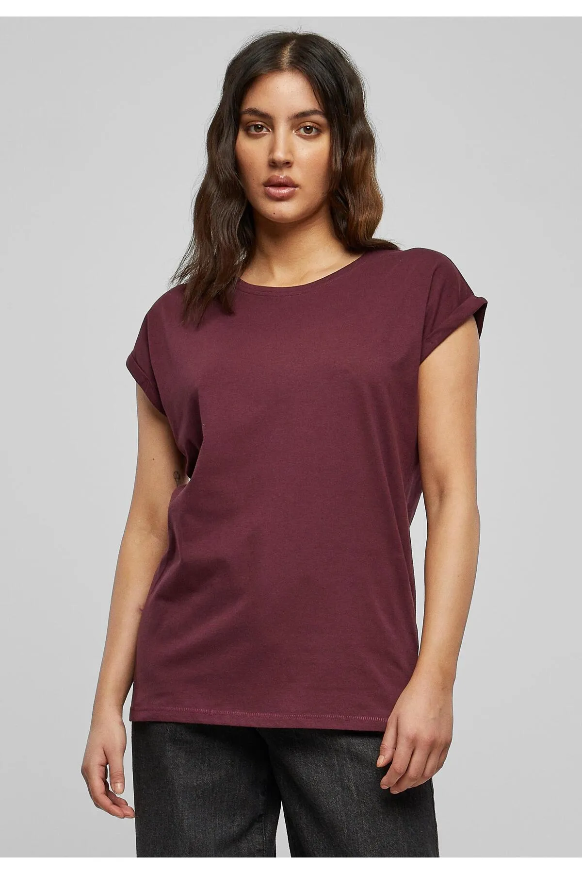 Urban Classics  Damen T-Shirt mit verlängerter Schulterpartie für Damen