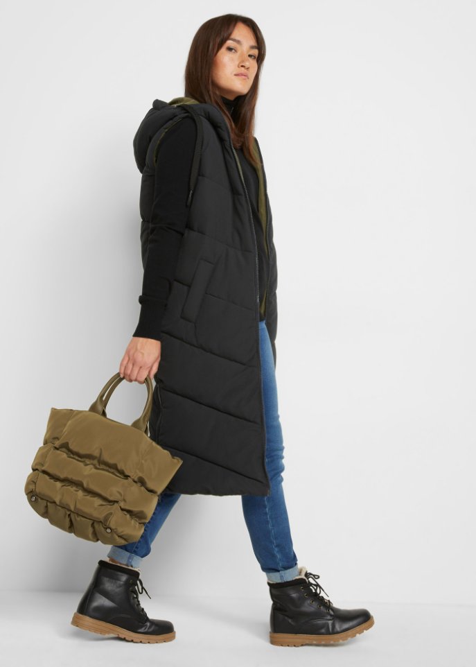 Wende-Steppweste aus recyceltem Polyester mit Kapuze