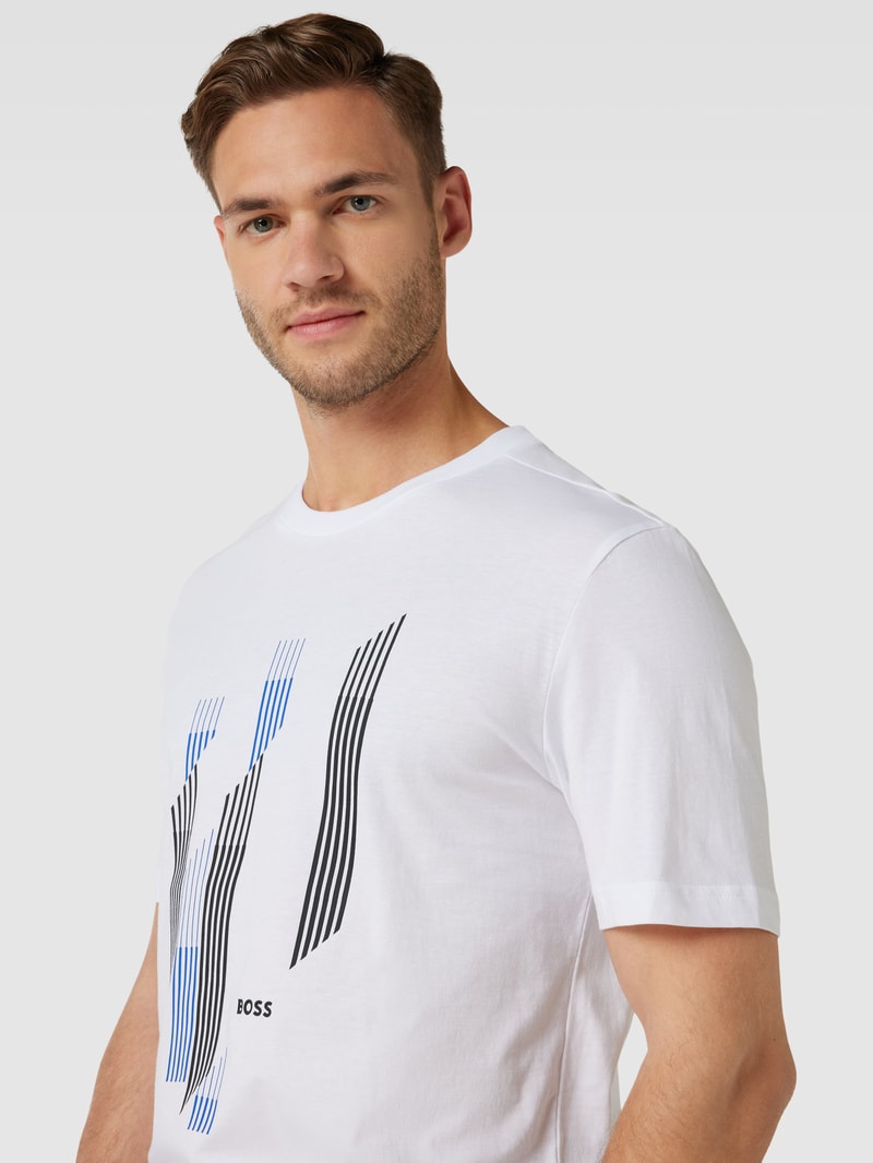 T-Shirt aus Baumwolle mit Label-Detail in weiß