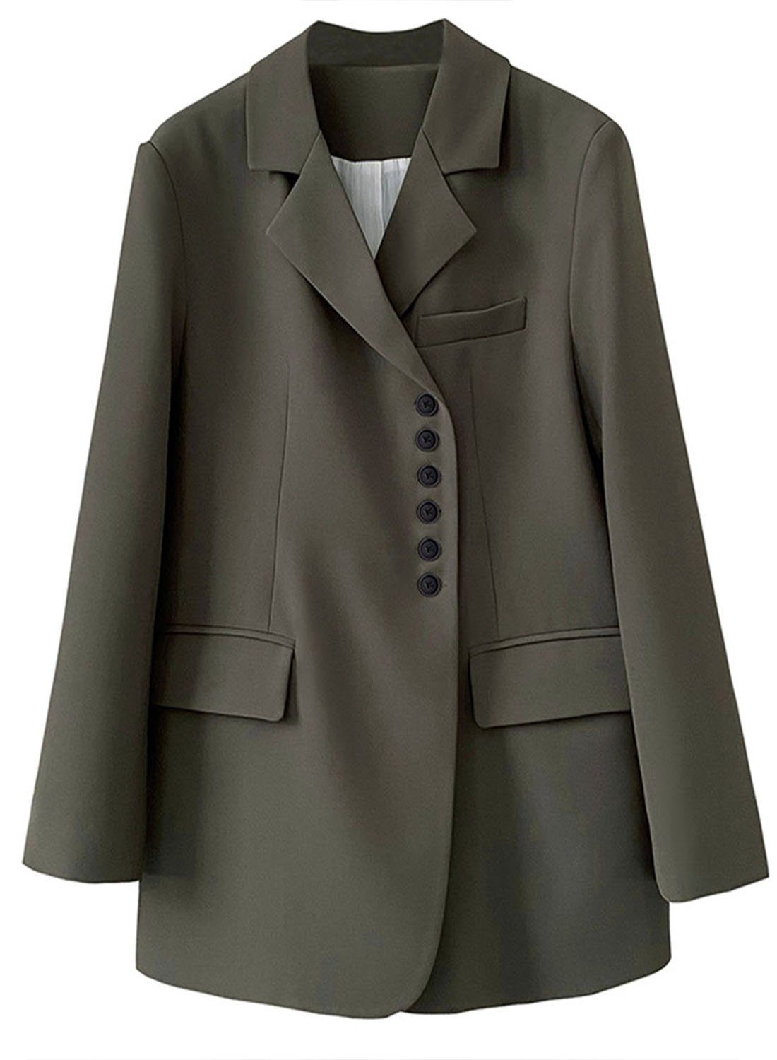 YANN Hosenanzug Blazer mit schrägem Verschluss als Freizeitjacke