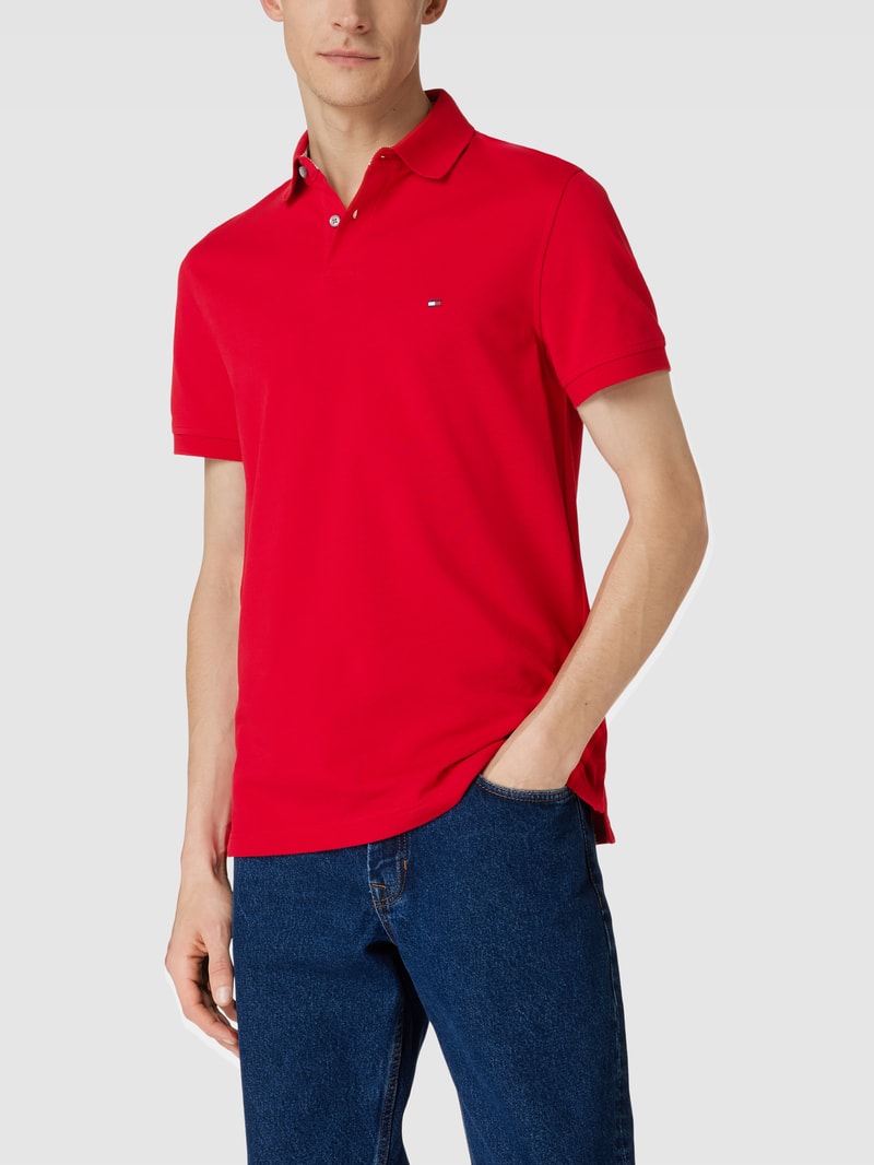 Poloshirt mit Logo-Stitching in rot