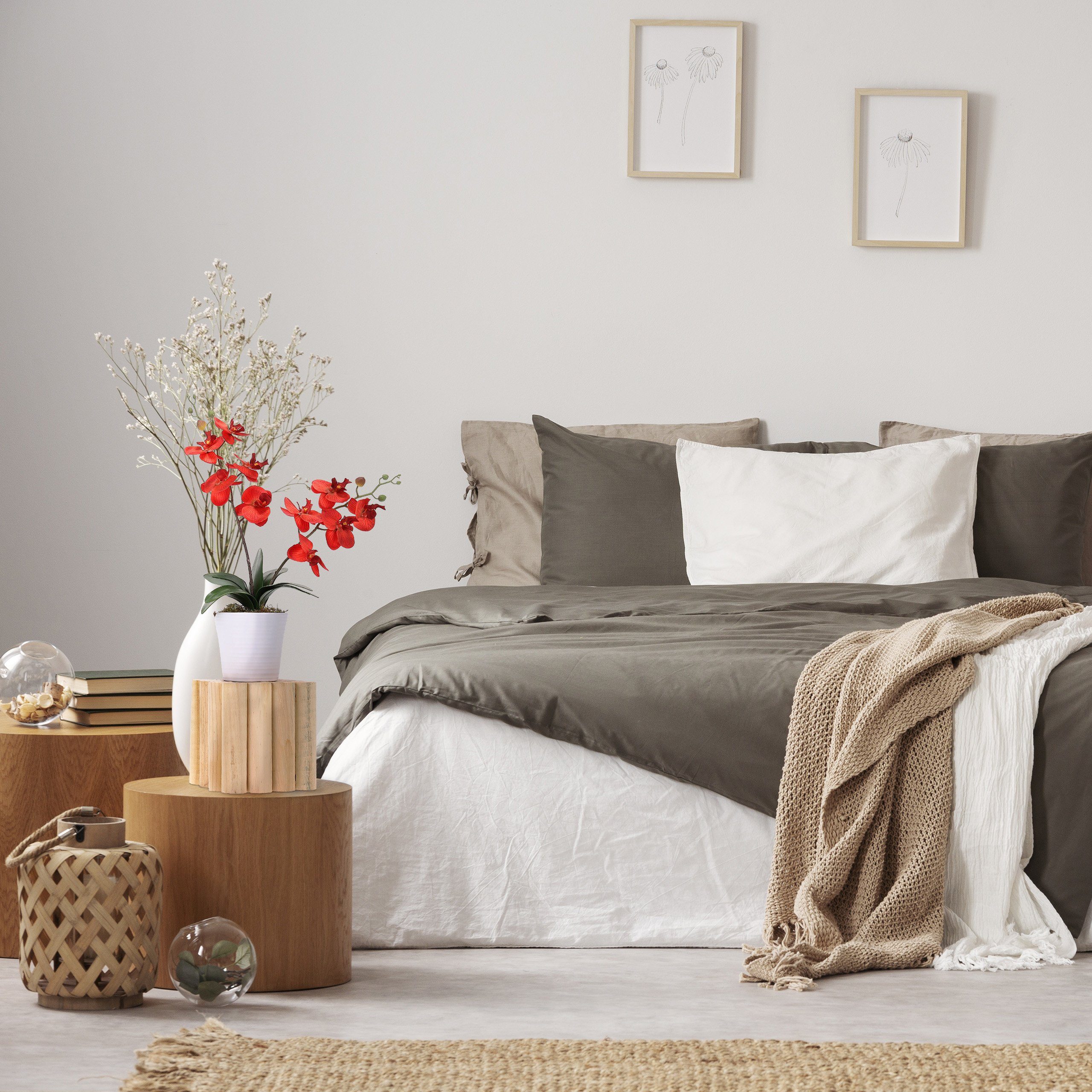 relaxdays Blumenhocker Natürlicher Blumenhocker gedrechselt