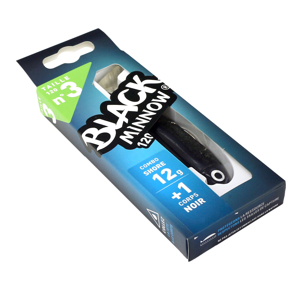 Zachte kunstaas Shad Vis Combo Zwarte Minnow 120 Shore 12cm, 12g