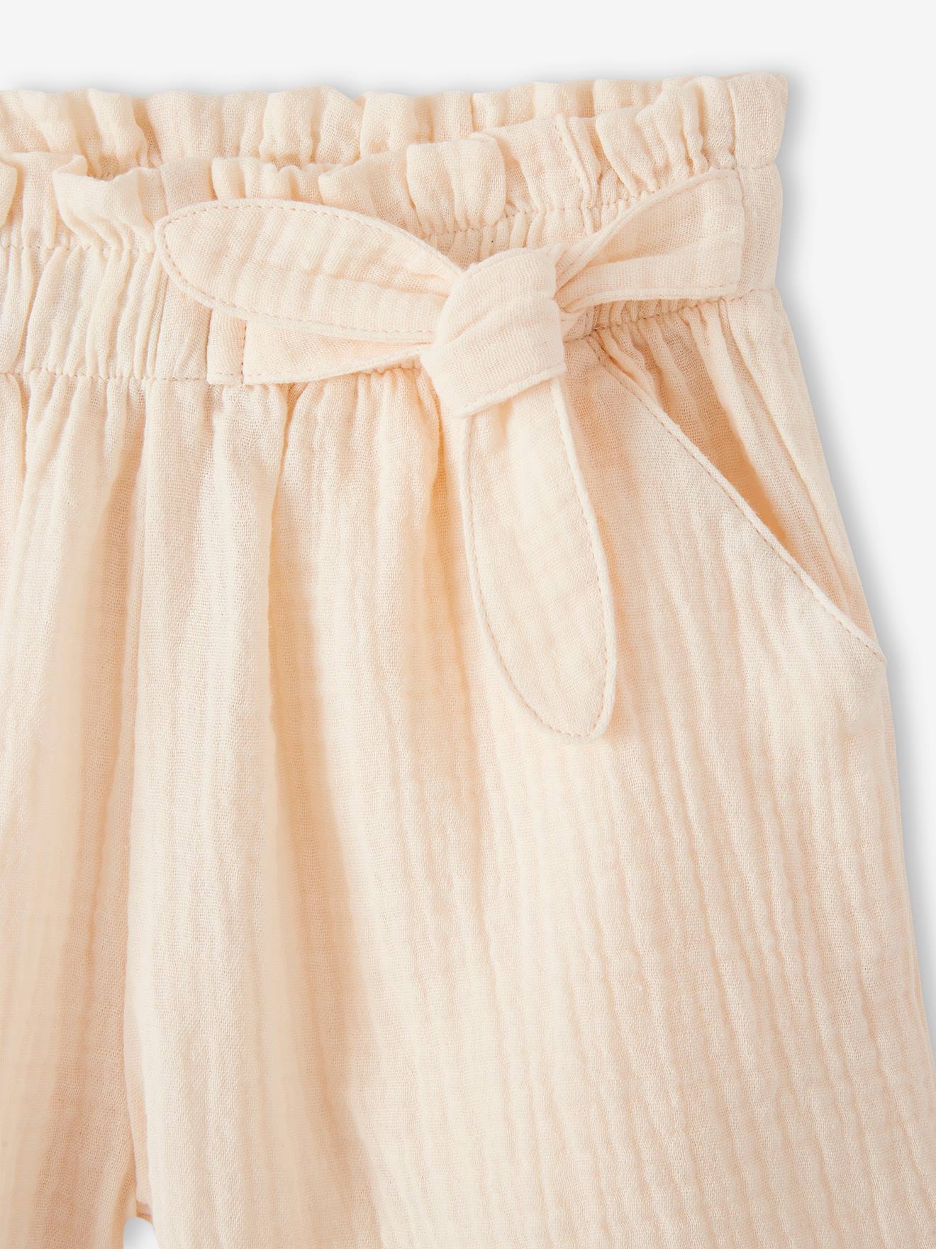 Vertbaudet Mädchen Paperbag-Shorts, Musselin - vanille