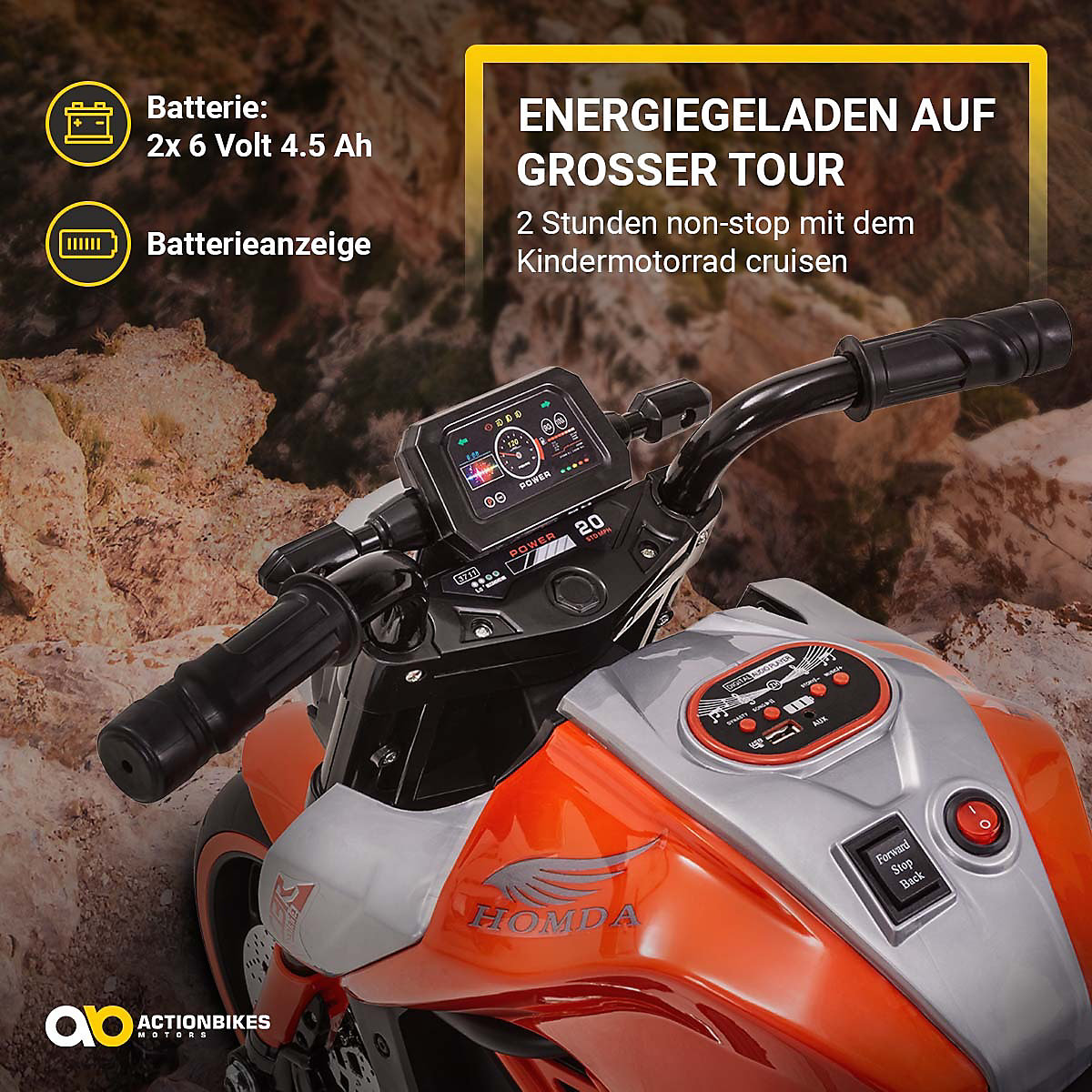 Kinder Elektromotorrad Cruiserbike - 2x18 Watt - Elektrofahrzeug - Motorrad
