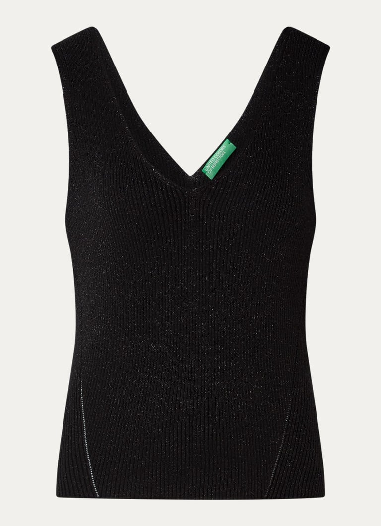 Benetton Rebrovaný pletený top s lurexom