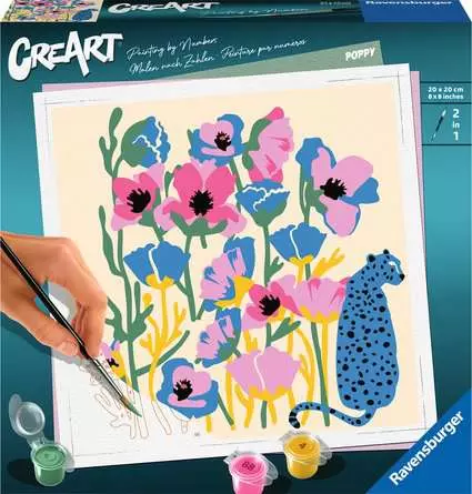 CreArt Bunte Mohnblumen - Malen nach Zahlen für Erwachsene
