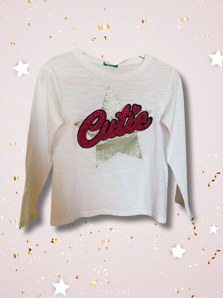 Benetton Longsleeve in Weiß günstig kaufen 98/104