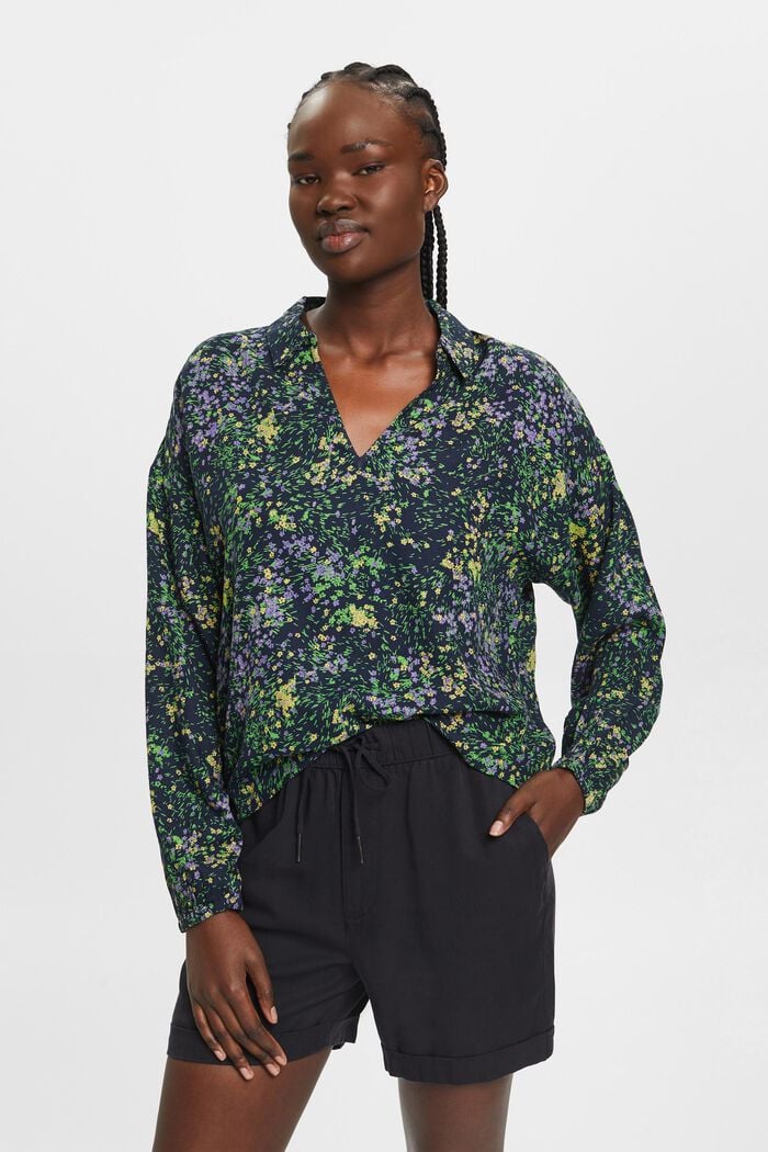 Baumwollbluse mit Blumen-Print