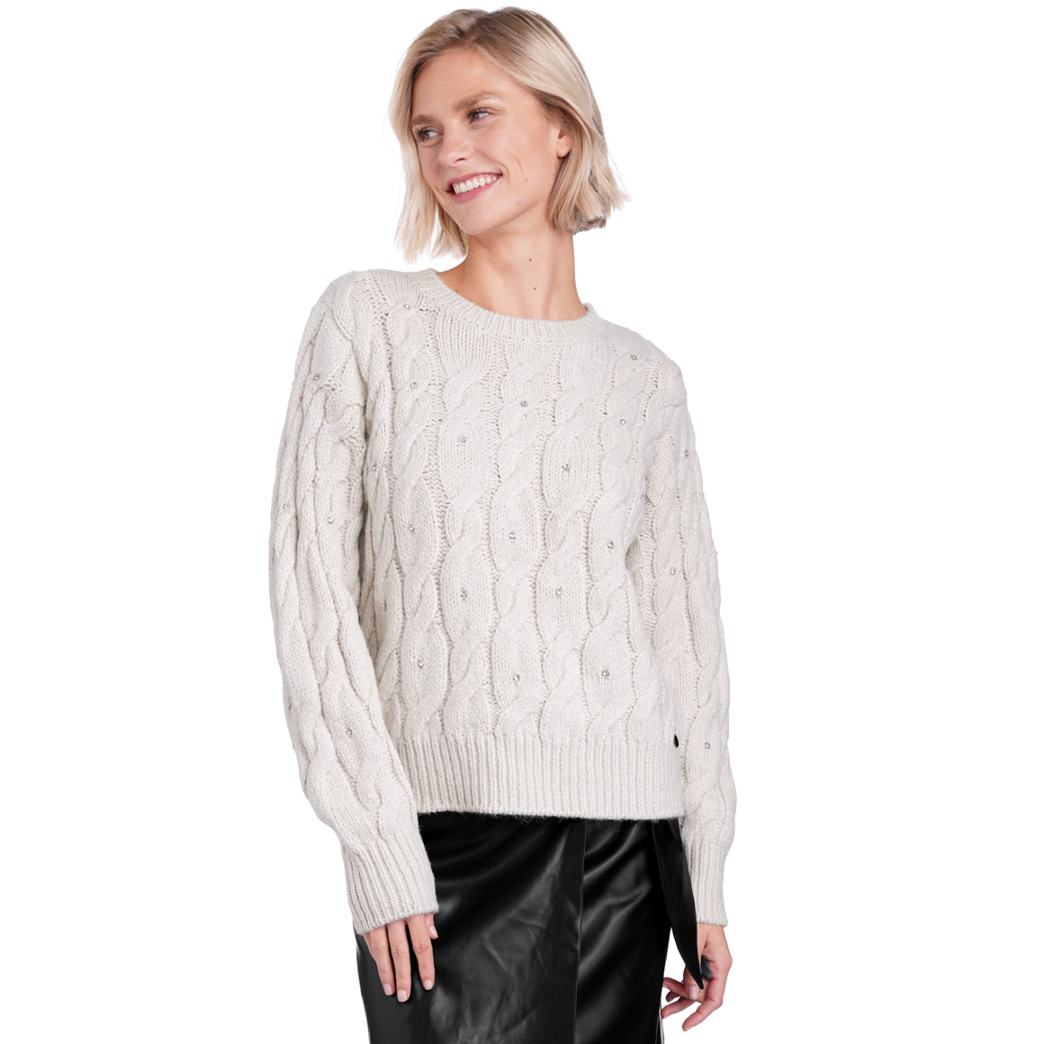 Damen Strickpullover mit Glitzersteinen