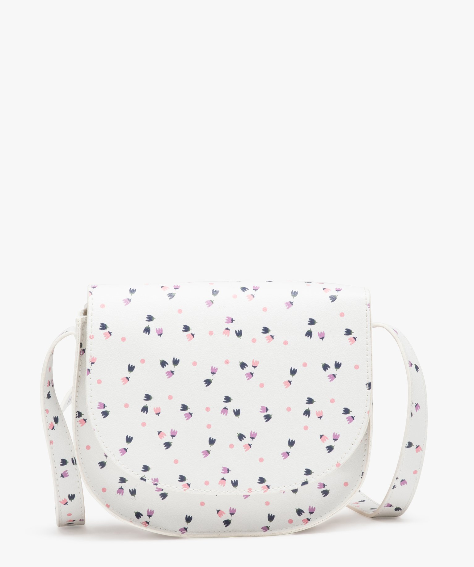 Sac besace avec bandoulière à motifs fleuris fille blanc | GEMO