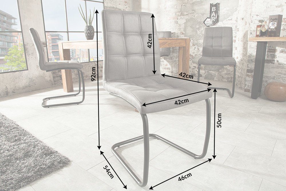 riess-ambiente Freischwinger MODENA vintage grau / schwarz (Einzelartikel, 1 St), Esszimmer · Microfaser · Metall · Industrial