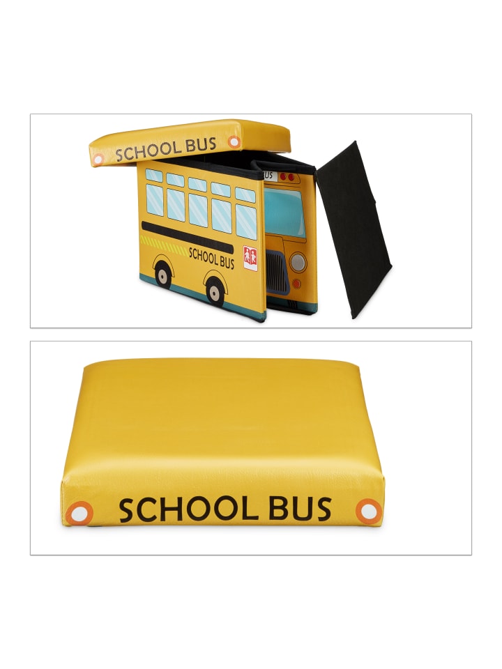 relaxdays Spielzeugkiste Schulbus in Gelb - (B)48 x (H)32 x (T)32 cm günstig kaufen onesize