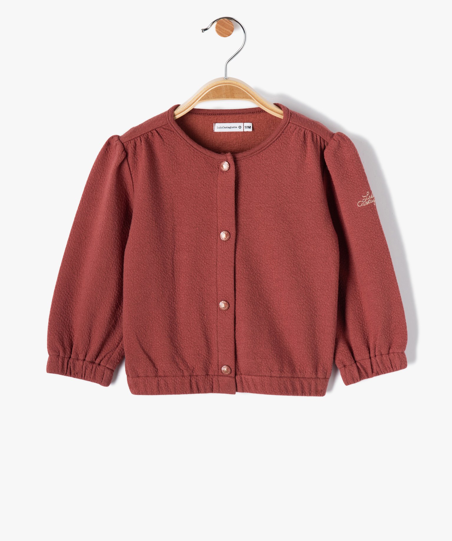 Sweat bébé fille pressionné en maille fantaisie marron | GEMO