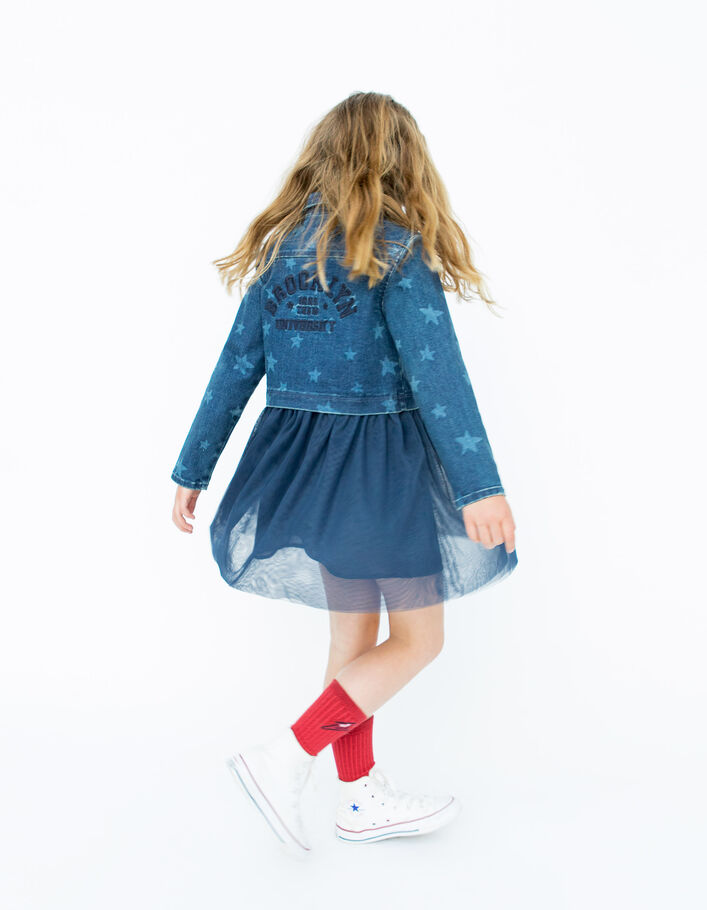 Robe-tutu marine bi matière fille