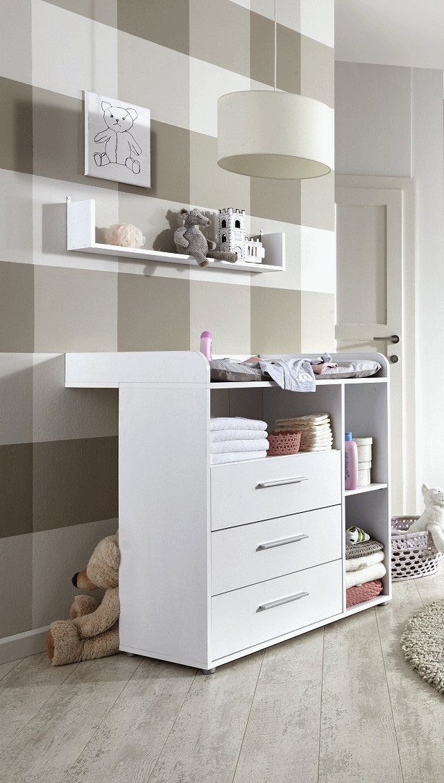 moebel-dich-auf Babymöbel-Set KIM Wickelkommode, (Babyzimmer Kinderzimmer, Wickelkommode), optional mit Unterbauregal
